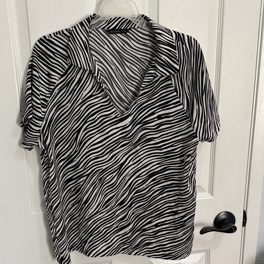 Panini Black and White Zebra Print Blouse